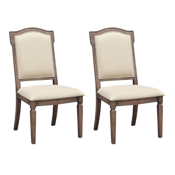slide 2 of 5, Somette Sussex Russet Brown Upholstered Dining Side Chairs -with a Grey Rub Frame - Set of 2