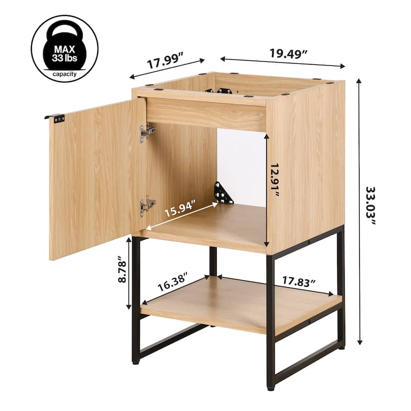 Juhl Chevron-Front Modern Minimalist 2-Shelf Bath Vanity Cabinet Only (Sink Basin Not Included), By JONATHAN Y