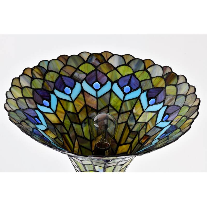 Tiffany-style Peacock Torchiere