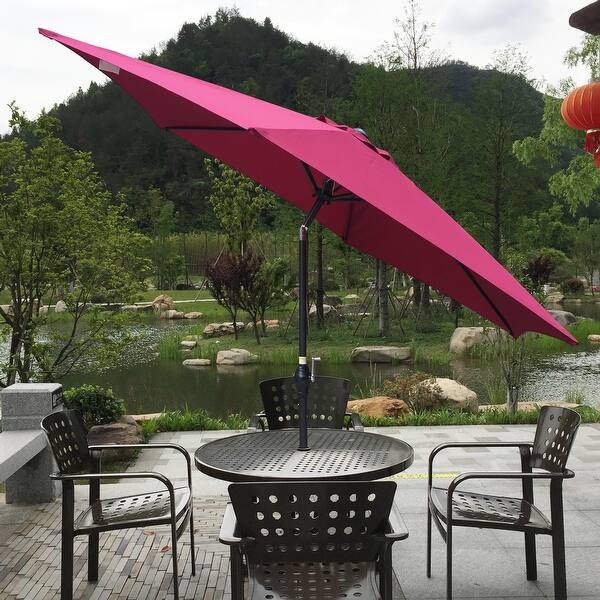best patio dining set with umbrella Walsunny 6 Piece Patio Furniture Set with Umbrella, Outdoor Patio Dining  Set with 4 Folding Chairs and Tempered Glass Dining Table, Black