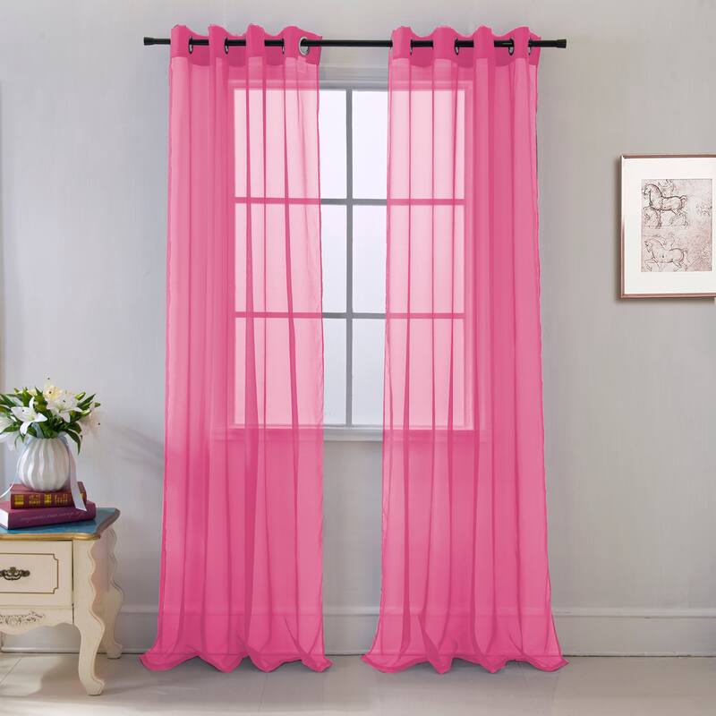 Cara Sheer Voile Grommet Window Curtain Panel - 84 or 90 inches