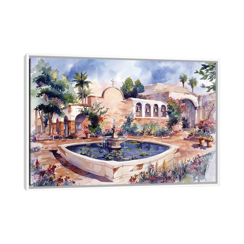 iCanvas "Mission San Juan Capistrano" by Bill Drysdale Framed Canvas Print - White - 32x48