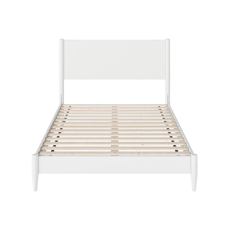 Solid Wood Low Profile Platform Bed - Full Size Bed Frame with Headboard - Modern Bedroom Furniture