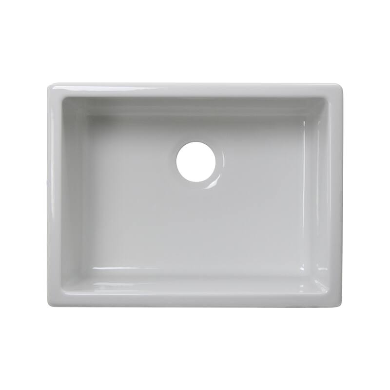 Highpoint Collection 24 Inch Italian Fireclay Kitchen-Laundry Sink - 24 x 18 x10 inches