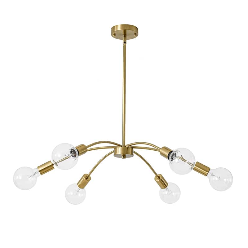 6-Light Mid-century Modern Spider Metal Chandelier - 28.0 in