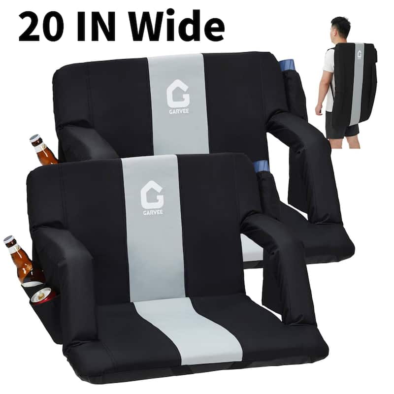 2 PCS 20" Reclining Bleacher Seat, Stadium Chair with Back Support Padded Cushion - Multi