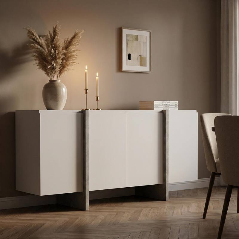 Meble Furniture Kinzie 180 Sideboard 71" Wide x 32" High - Matte Two-Tone Modern Buffet Credenza with Cabinet Storage