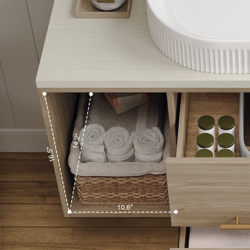 Wall-Mounted Bathroom Vanity with Ceramic Sink