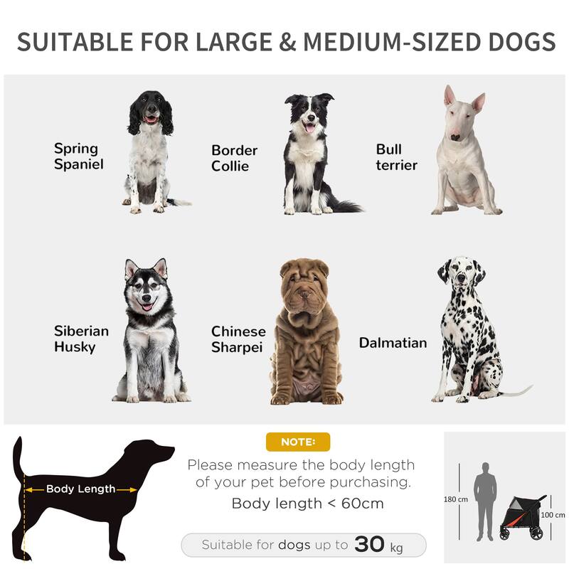 One-Click Foldable Doggy Stroller - Black