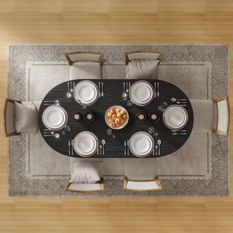 Lumioca Modern Oak Wood Top 67 in. Double Pedestal Base Dining Table
