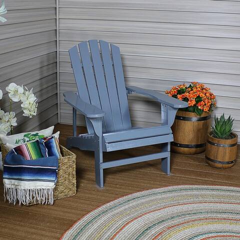 Sunnydaze Coastal Bliss Wooden Adirondack Chair - Gray