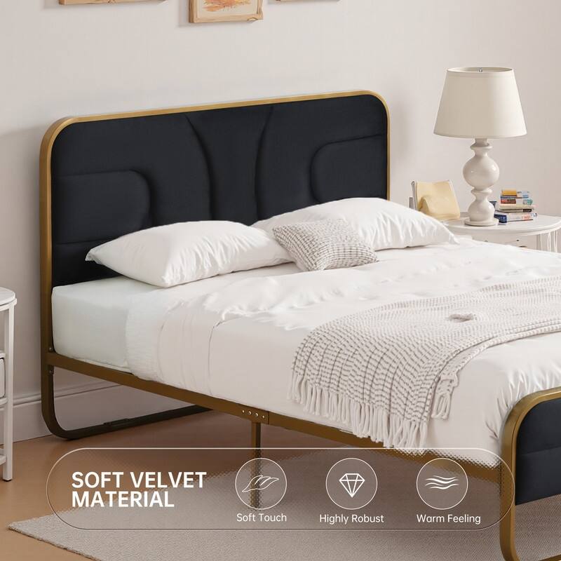 Modern Velvet Platform Bed