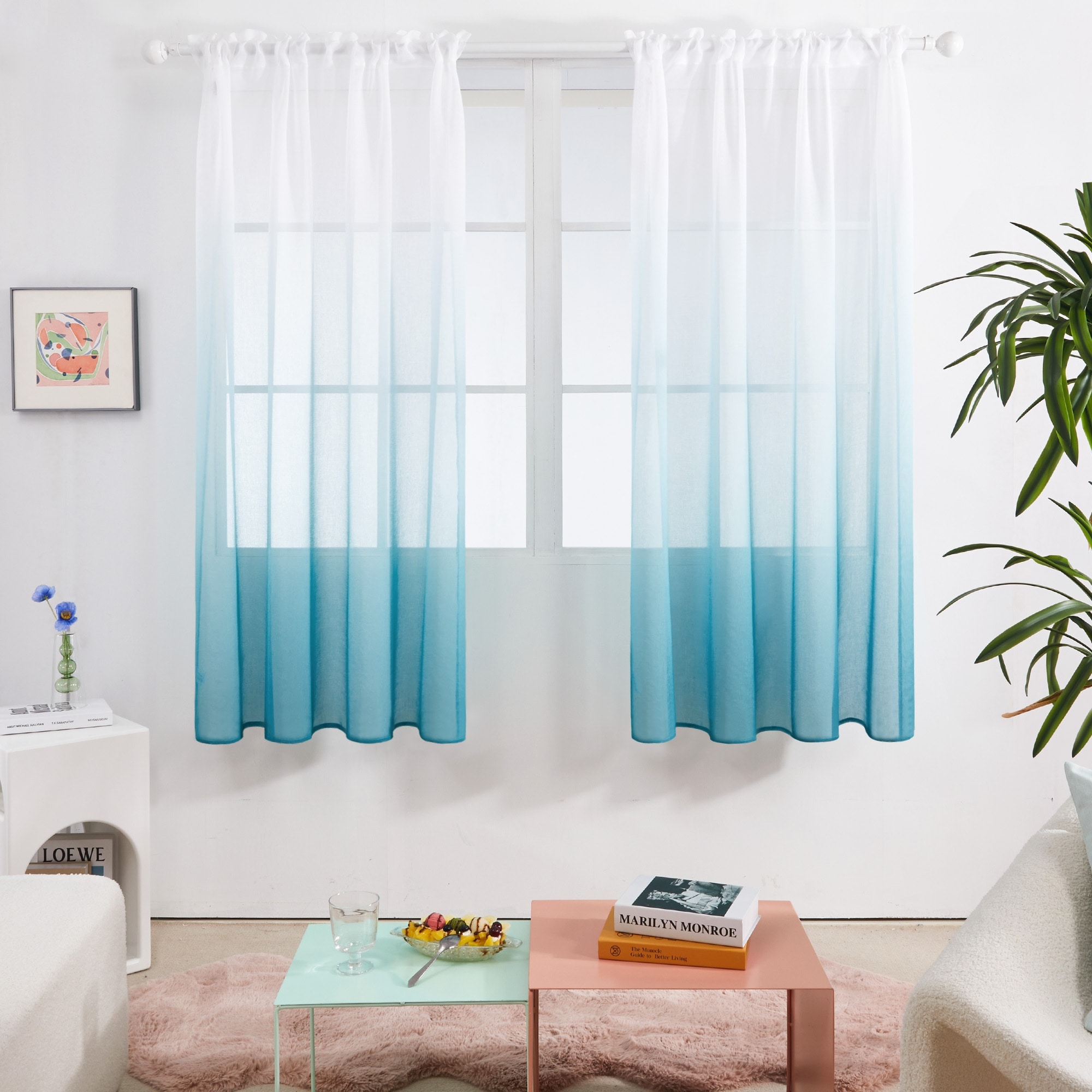 Deconovo Ombre Sheer Curtain Panel Pair(2 Panel)