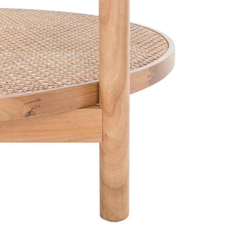 SAFAVIEH Couture Karyna 2-Tier Rattan/Glass Coffee Table - 35"W x 35"D x 18"H
