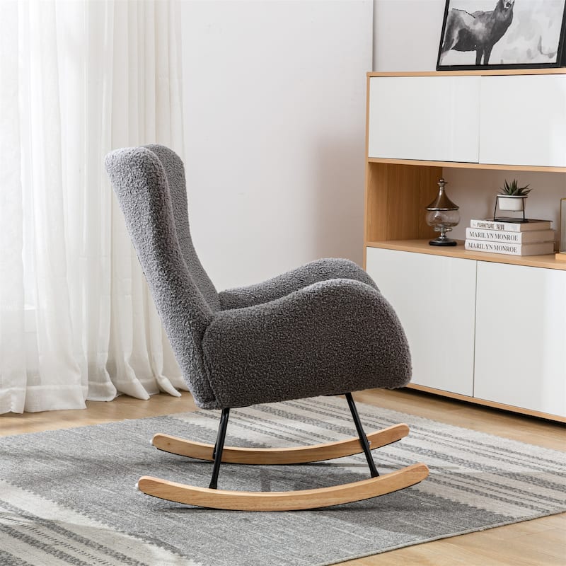 Teddy Fabric Padded Seat Rocking Chair