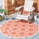 SAFAVIEH Courtyard Lawanda Trellis Indoor/ Outdoor Waterproof Patio Backyard Rug - 6'7" x 6'7" Round - Terracotta/Beige