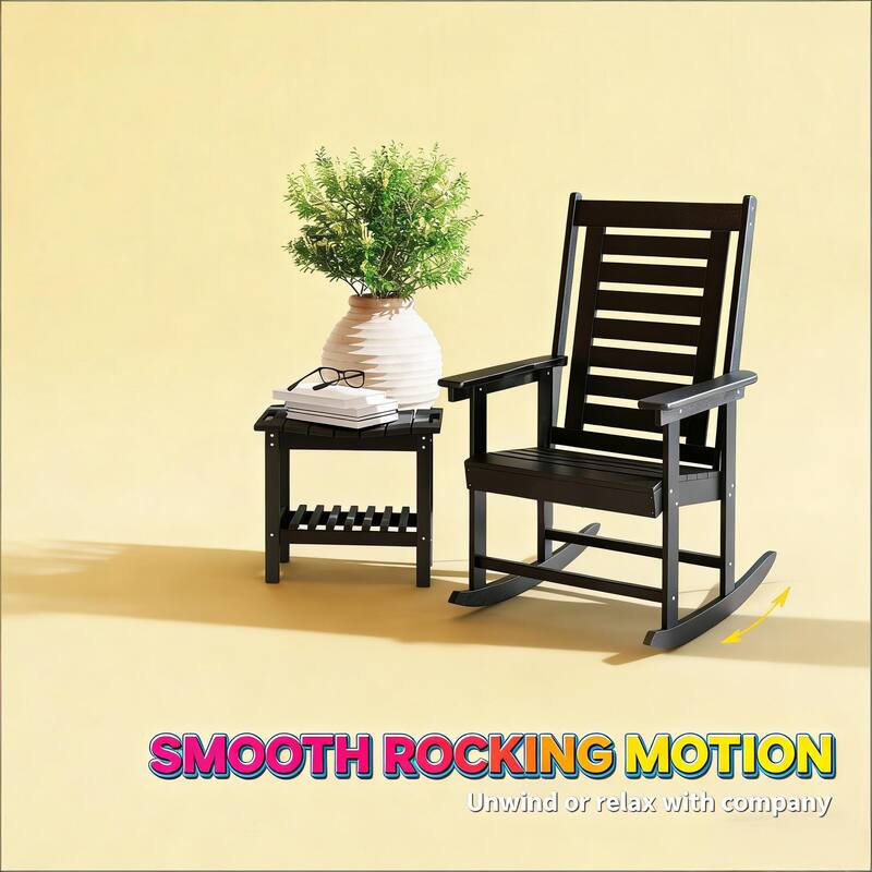 GDFStudio - Outdoor HDPE High Back Rocking Chairs ( Set of 2 )