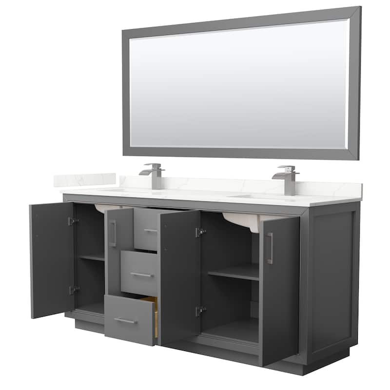 Icon 72-inch Double Vanity, Quartz Top, 70-inch Mirror
