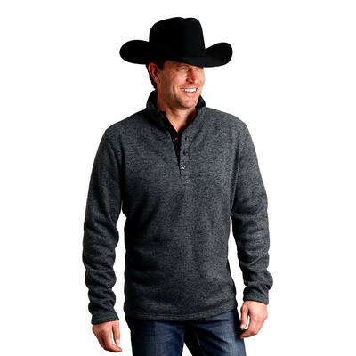 Stetson Western Sweatshirt Mens 1/4 Button Gray 11-014-0120-6055 GY