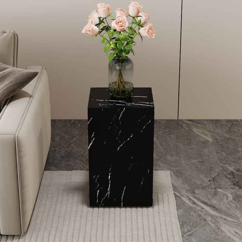 Modern Cube Accent Table Coffee Table with Faux Marble Patterned, End Table Dining Table for Living Room