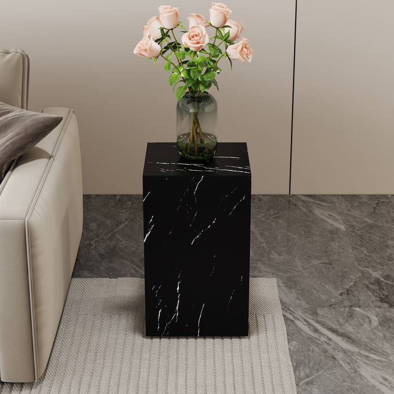 Modern Stylish Coffee Table Rectangular Coffee Table with Black Marble Texture Sticker, for Living Room