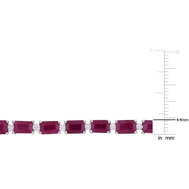 Miadora 14k White Gold Diamond and Ruby Tennis Bracelet 1 to 1 5/8ct TDW