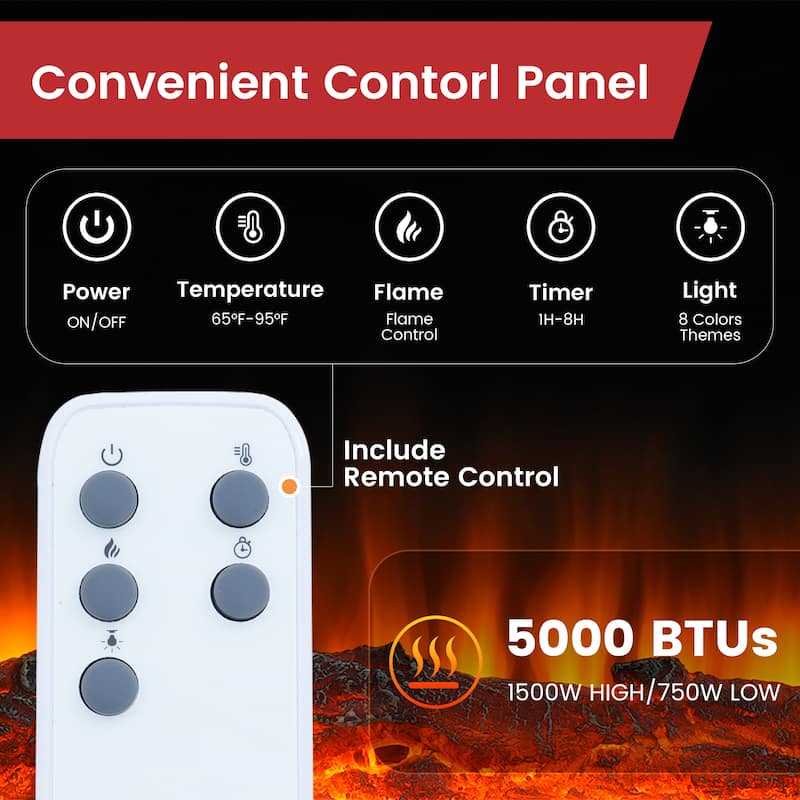 3-Sided Electric Fireplace, Wall Mounted LED Electric Fireplace