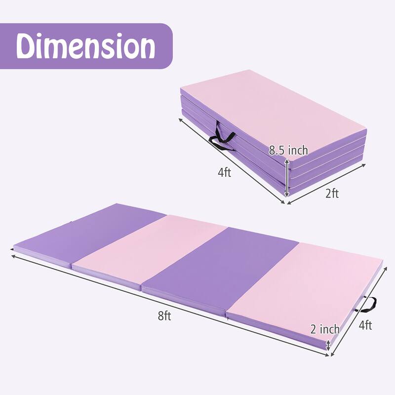 Gymax 8' x 4' x 2'' Folding Gymnastics Mat Tumbling Exercise PU