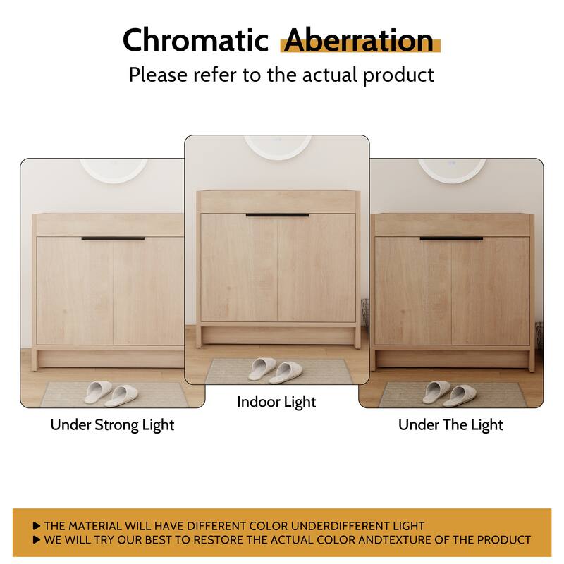 24/30/36 Inch Freestanding Bathroom Vanity Cabinet with Soft Close Door and Adjustable Shelf (Without Sink)