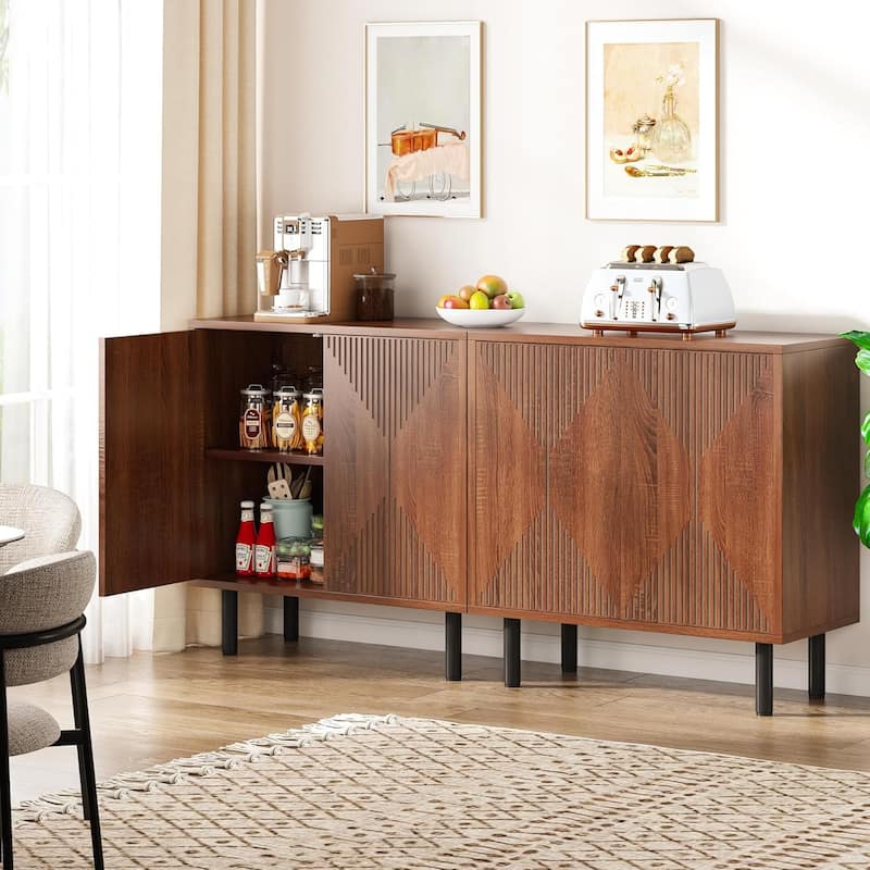 Freestanding Floor Cabinet, Classic 55 inches Sideboard - Walnut