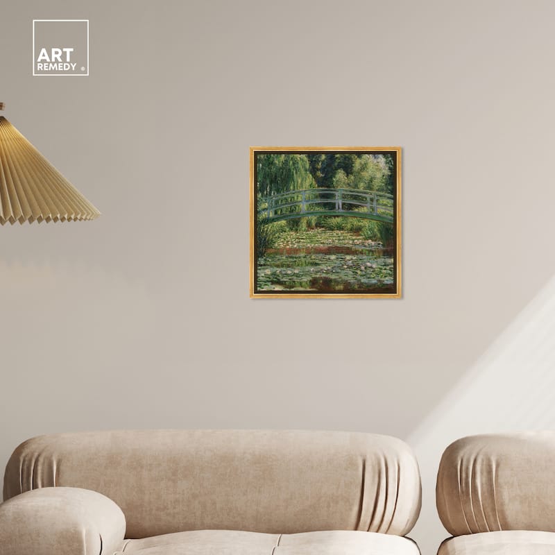 Art Remedy Monet The Japanese Footbridge And The Water Lily Pool Giverny Framed 1 Piece Canvas Wall Art