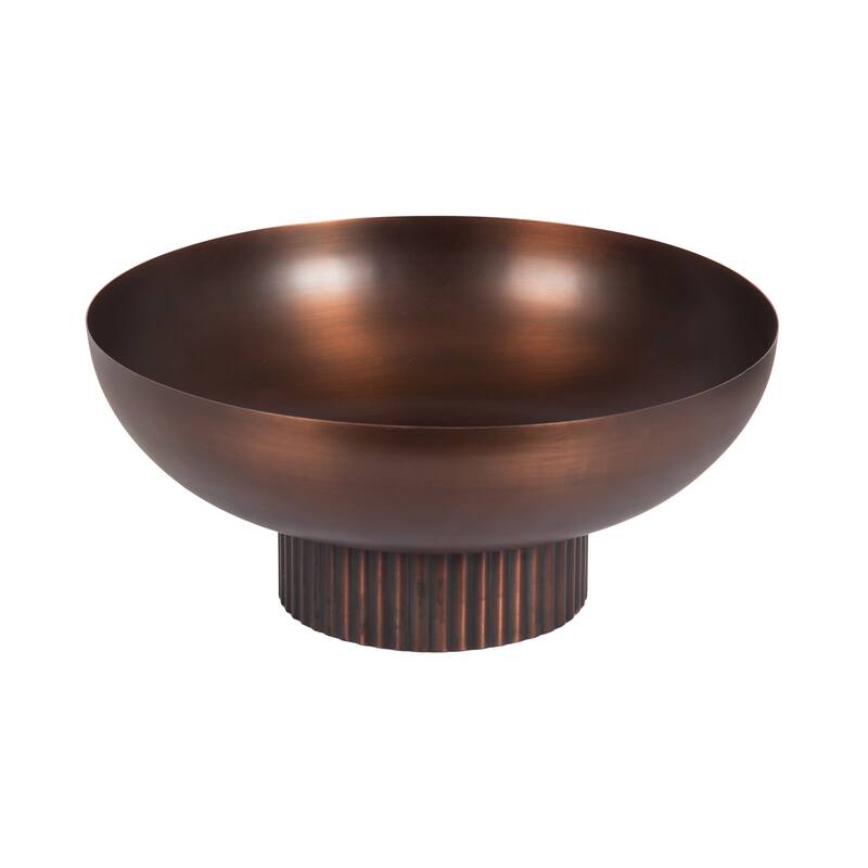 Kate and Laurel Rooks Ribbed Metal Bowl - 12x12x5 - Bronze