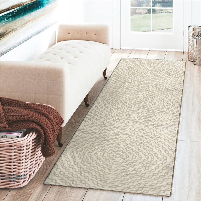 Indoor/ Outdoor Addison Bravado Link Washable Area Rug - 2' x 7'6" - Linen