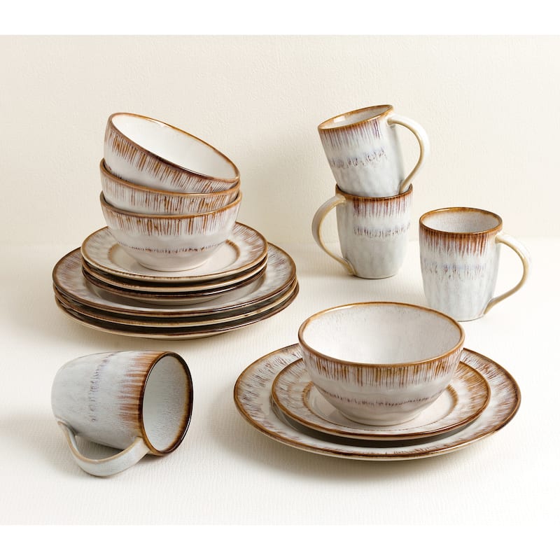Lorren Home Trends 16 Piece Stoneware Set-Mocha Swirl