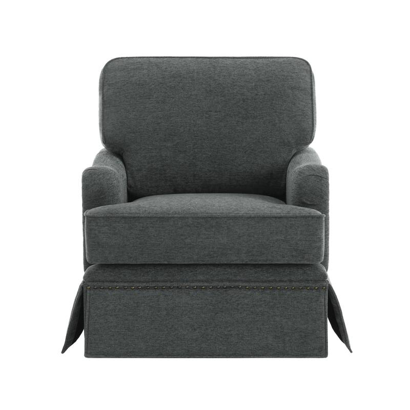 Modern Chenille Swivel Armchair and Storage Ottoman