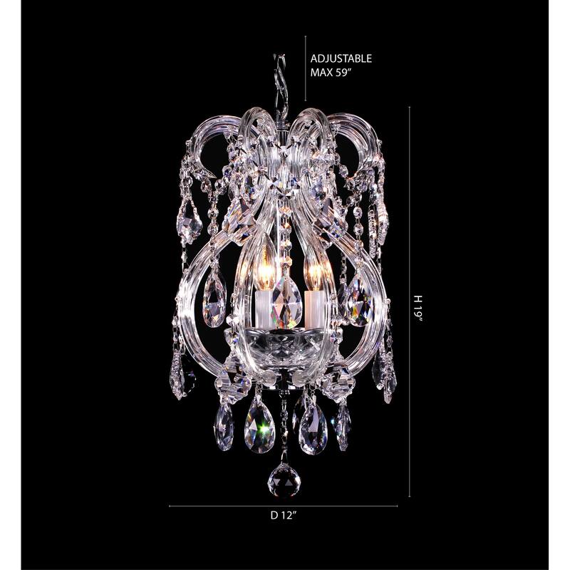 3-Light Chrome Chandelier With Clear Crystals
