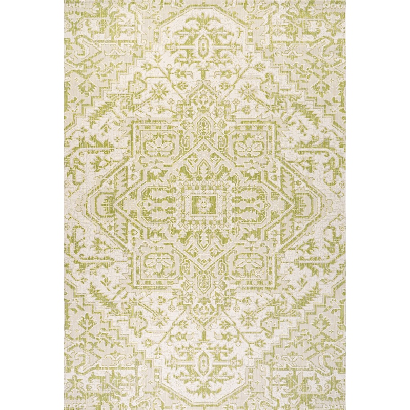JONATHAN Y Charleston Medallion Indoor/Outdoor Area Rug - 5 X 8 - Cream/Green