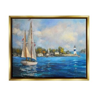 Stupell Sailboats Ocean Landscape Framed Floater Canvas Wall Art Design ...