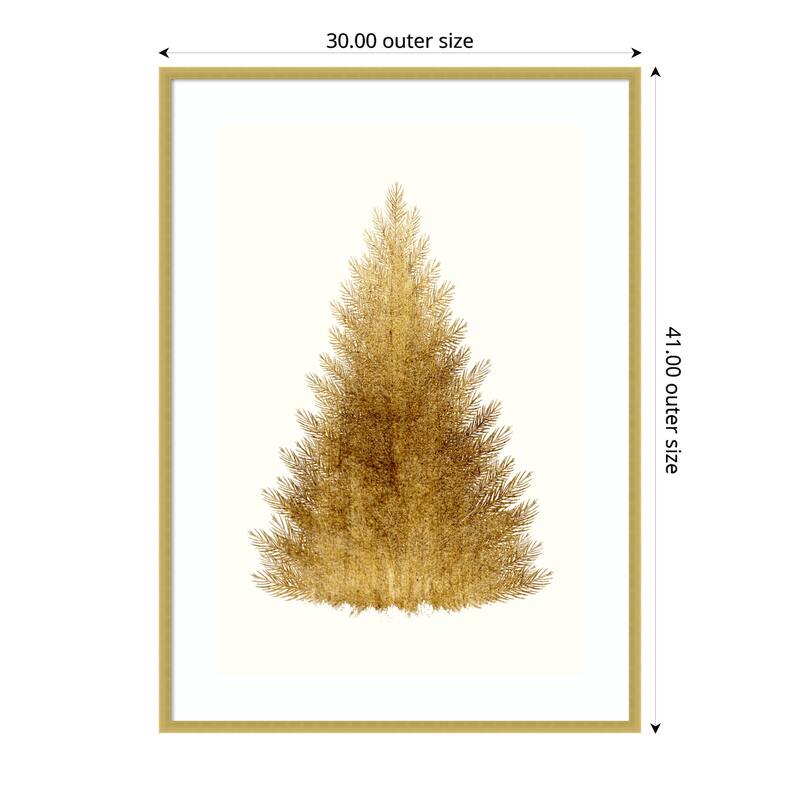 Tan Christmas Tree by Kubistika Wood Framed Wall Art Print - 30 x 41 in