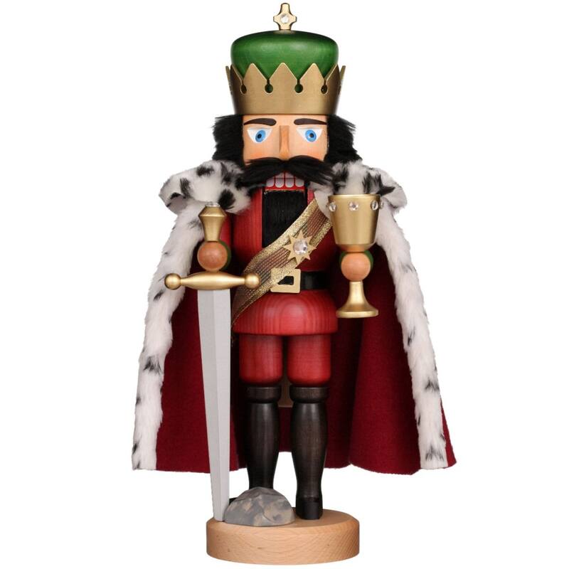 15.75" Free Standing Christian Ulbricht Handcrafted Wooden King Arthur Nutcracker