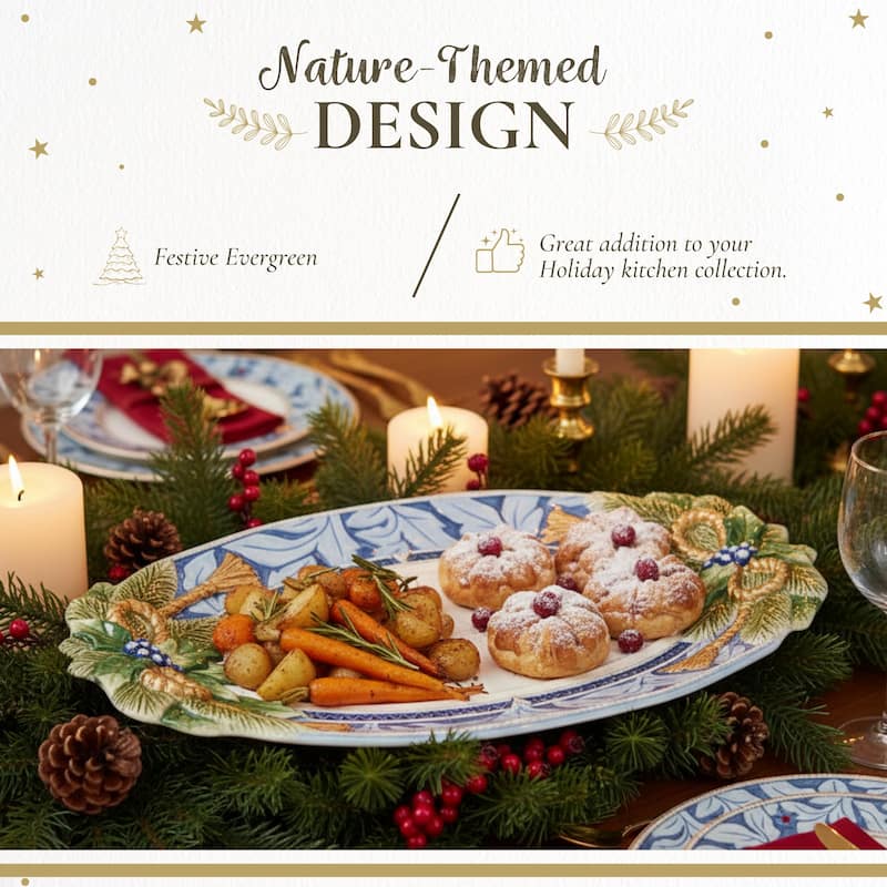 Fitz and Floyd Holiday Home Large Platter - 17" x 10.25"