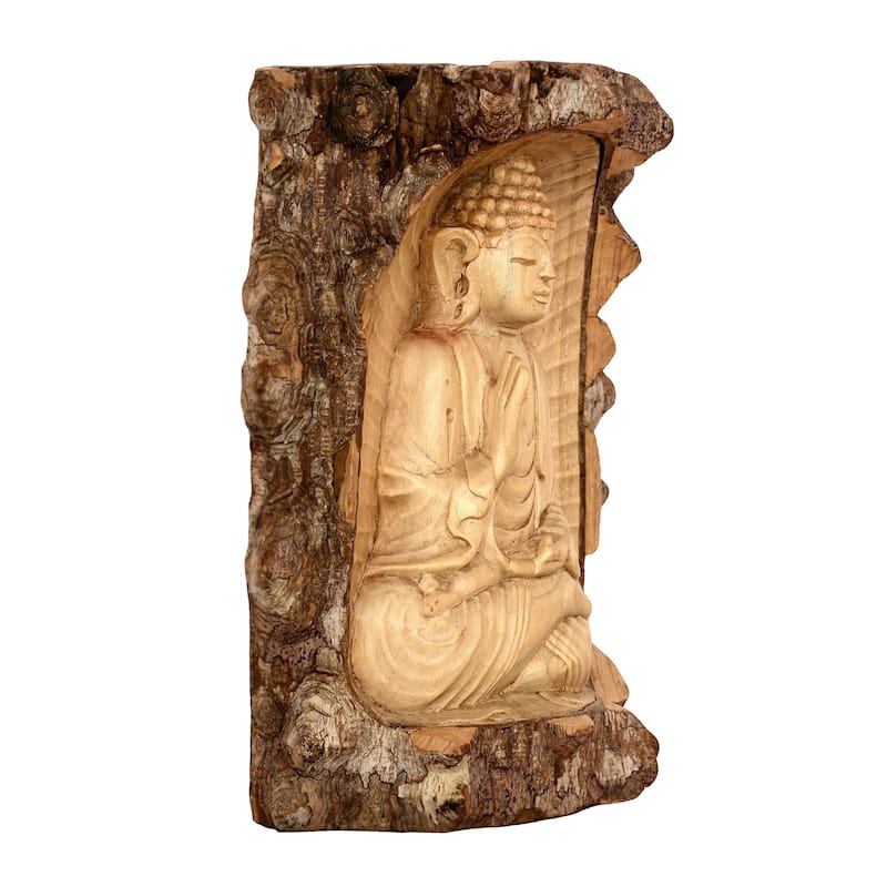 Wooden Serene Buddha Meditating Crocodile Wood Statue Hand Carved Sculpture Handmade Figurine Home Decor Accent Handcrafted Art