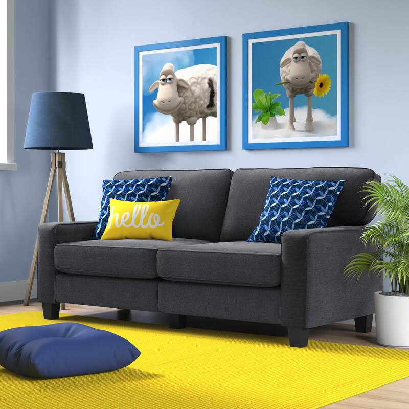 Serta Palisades Upholstered 73" Sofas for Living Room Modern Design Couch, Straight Arms, Soft Upholstery, Tool-Free Assembly