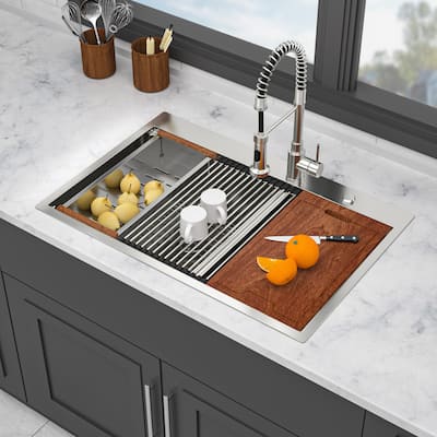 Drop in Double Bowl (60/40) Kitchen Sink 16 Gauge with Two 10" Deep Basin