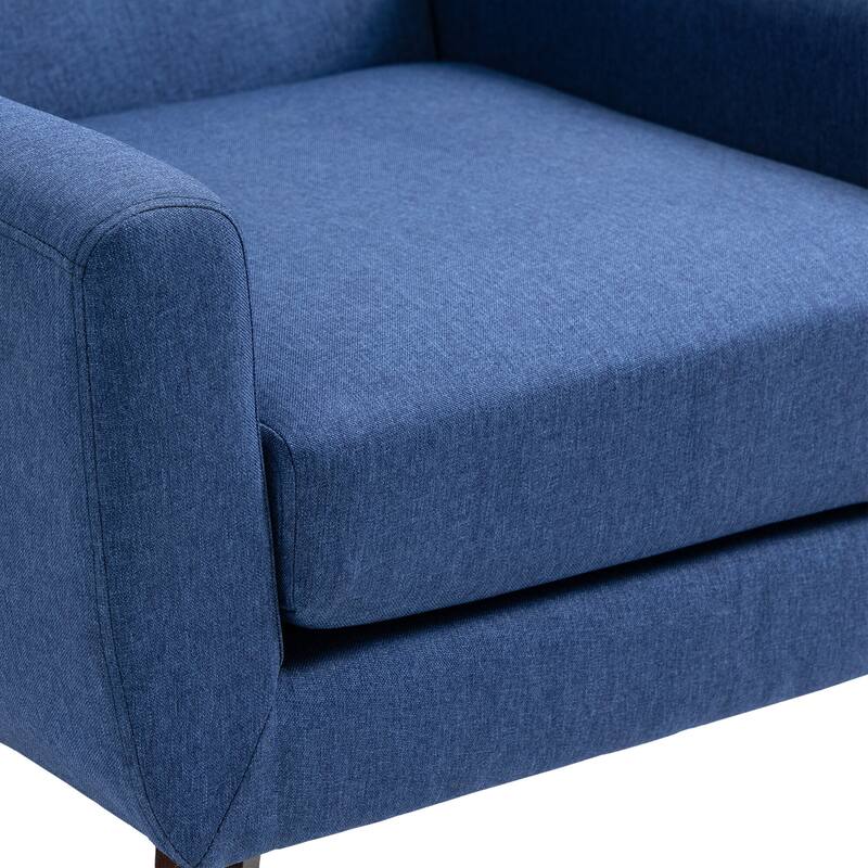 2 Set Modern Tufted Linen Upholstered Accent Chair Faux Leather Armchair