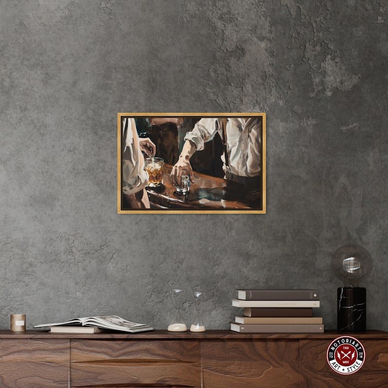 Notoriart Together For Drinks Framed Bar Cart Art For Men