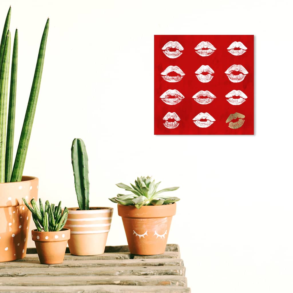 Wynwood Studio Canvas Fashion and Glam 24k RED Kisses Red and Glam Wall Art Canvas Print