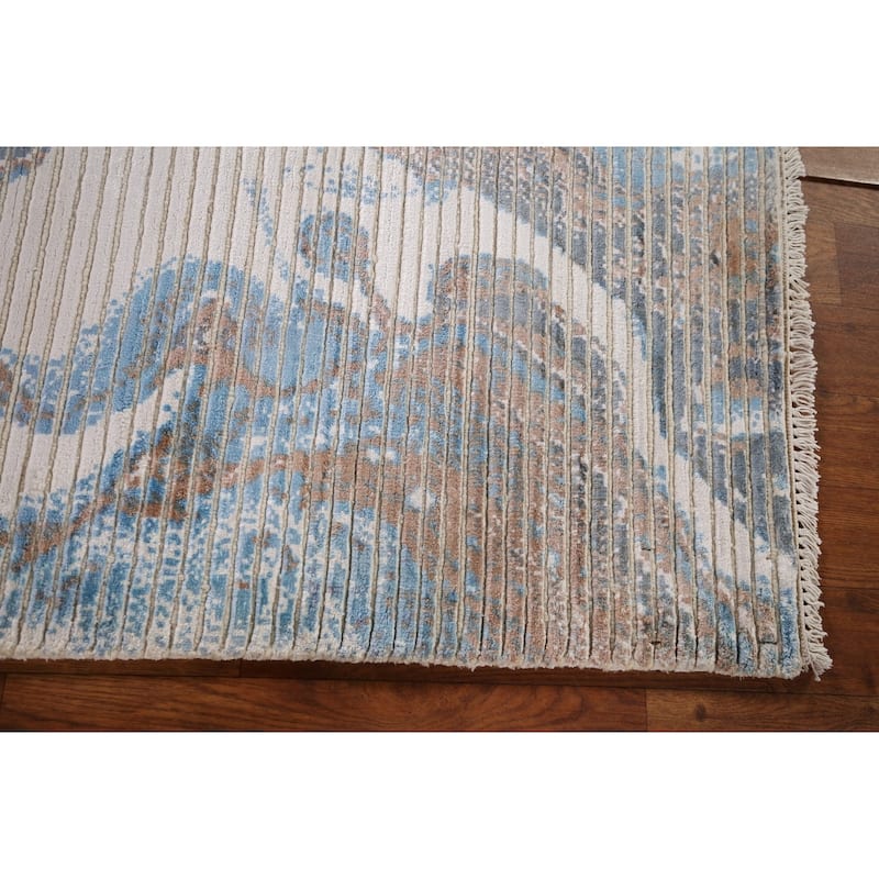 Abstract Oriental Accent Rug Handmade Wool Carpet - 3'0" x 5'1"