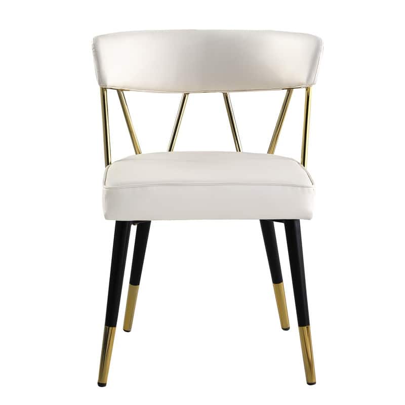 Best Master Furniture Meyer Ivory Faux Leather Side Chair with Gold Accents (Set of 2)