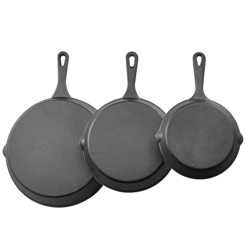 Anmytek 3 Piece Pre-Seasoned Cast Iron Skillet Set 6 8 10 Inch Frying Pans for Stovetop Oven Campfire